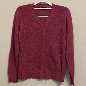 KANCY KOLE Women’s Dark Pink Cardigan, Size Medium